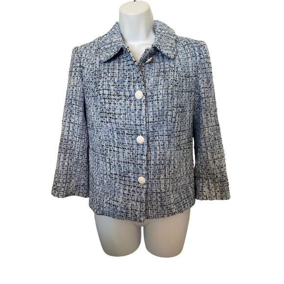 Karl Lagerfeld Paris Blue Tweed Button-Front Jacket Women’s Size 2 - Picture 1 of 9